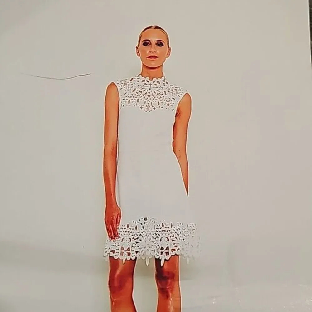 Lumier by Bariano Laced High Neck White Mini Dress Sz XS